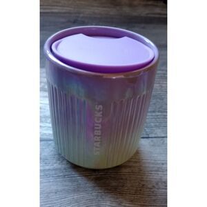 Starbucks Purple & Green Iridescent 8 Ounce Ceremic Mug With Lid - NWOT